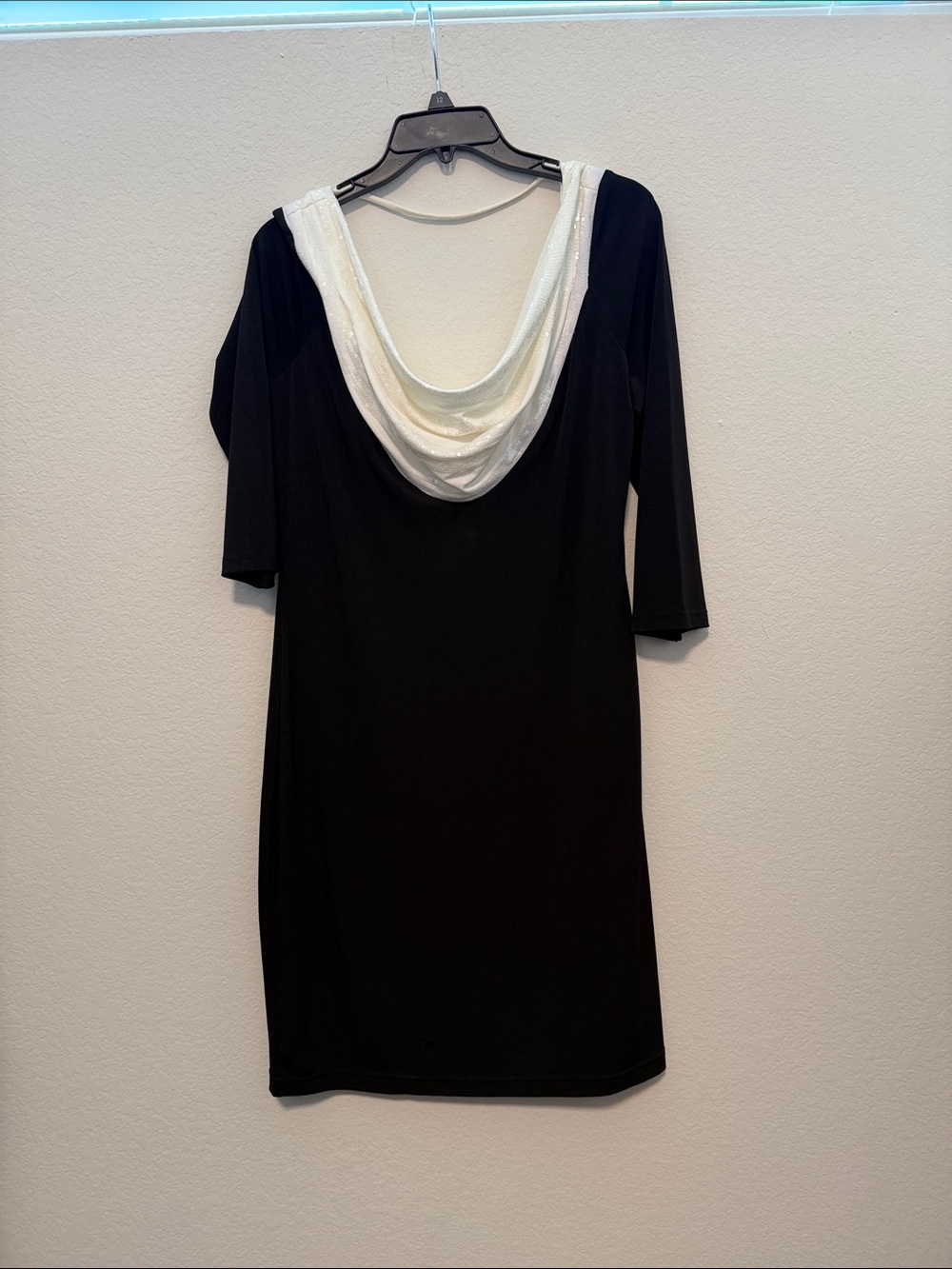 Calvin Klein Black Dress with White Draped Back